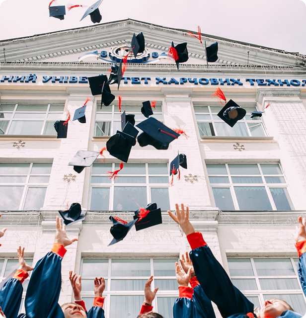Students celebrating graduation